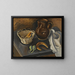 Nature morte avec panier blanc - Alfréd Justitz — framed artwork on a wall