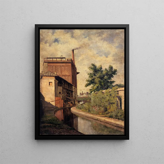 La Bièvre rue Croulebarbe Usine de la veuve Lanier - Alfred Louis Bahuet — framed artwork on a wall