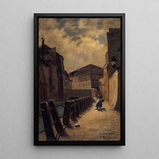 Reproduction of the painting La Bièvre ruelle des Gobelins - Alfred Louis Bahuet