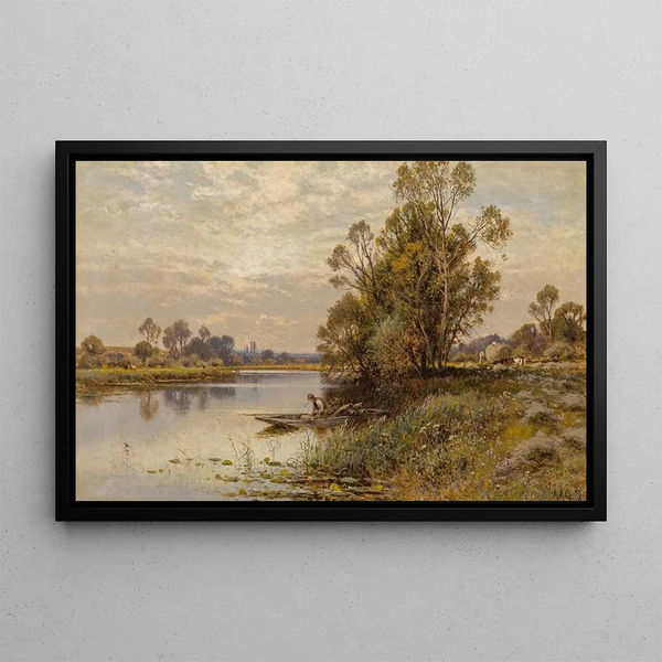 The Thames above Sunbury - Alfred Augustus Glendening — framed artwork on a wall