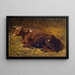 a lying cow on the ground - Alfred Baker — framed artwork on a wall