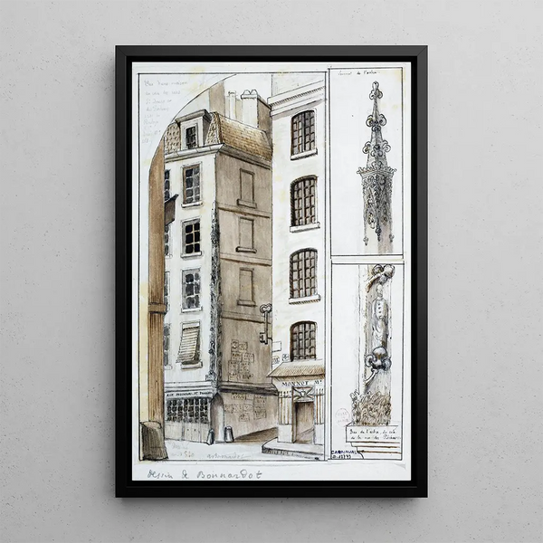 Angle des rues Saint-Denis et des Prêcheurs - Alfred Bonnardot — framed artwork on a wall