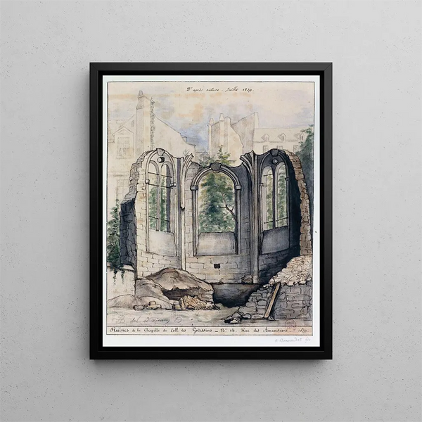 Ruins of the chapel of the Grassins College, 14 Amandins Street - Alfred Bonnardot — framed artwork on a wall