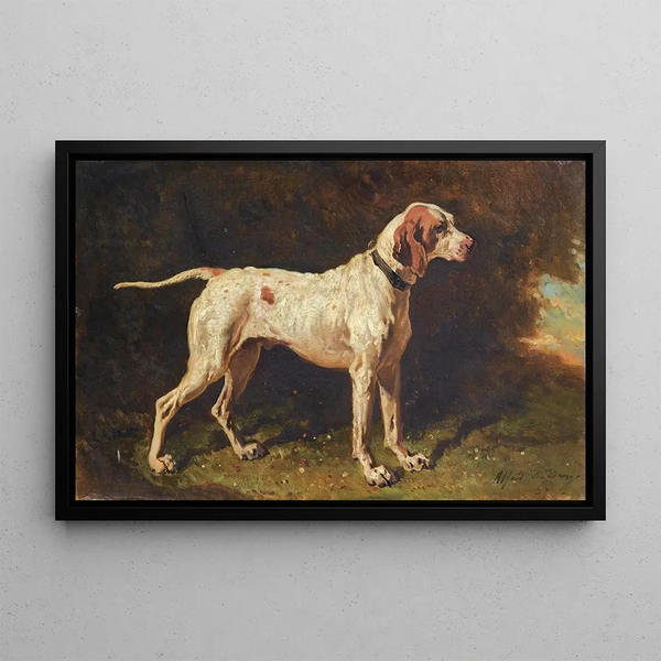Dog at Rest - Alfred de Dreux — framed artwork on a wall