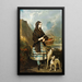 Young woman with dogs - Alfred de Dreux — framed artwork on a wall