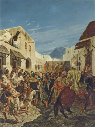 Jewish musicians in the streets of Tetouan - Alfred Dehodencq — artwork view
