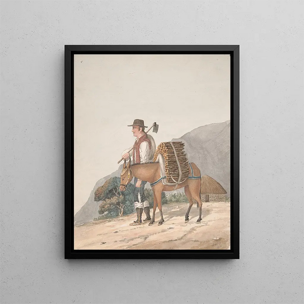 Seller of firewood in Tenerife - Alfred Diston — framed artwork on a wall