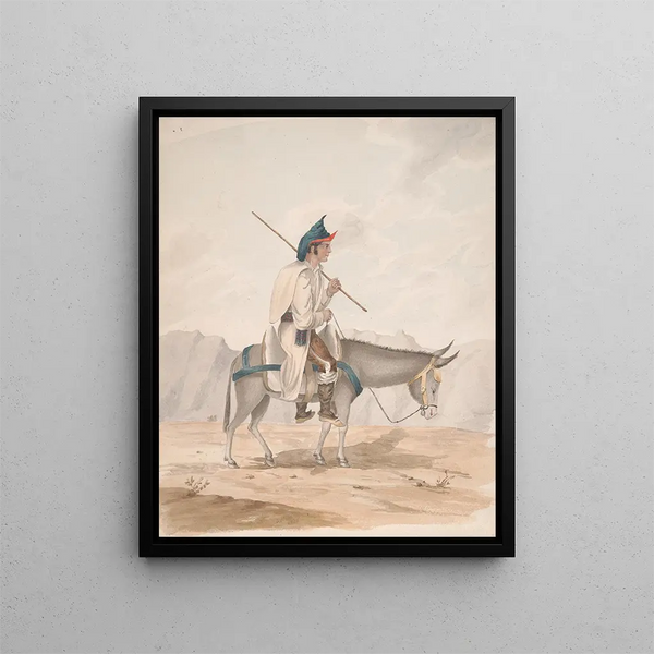 Grand Canaria Man on a Donkey - Alfred Diston — framed artwork on a wall