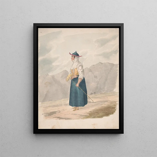 Farmhouse Painting with Stick La Palma - Alfred Diston — framed artwork on a wall