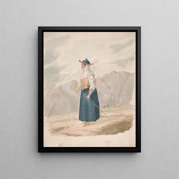 Farmhouse Painting with Stick La Palma - Alfred Diston — framed artwork on a wall