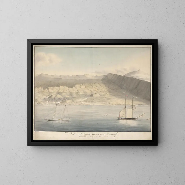 View of the port of Orotava in Tenerife from El Limpio de Las Calaveras - Alfred Diston — framed artwork on a wall