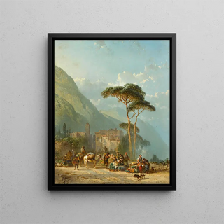 Market Day in Cannobio - Alfred Eduard Agenor de Bylandt — framed artwork on a wall