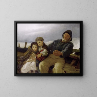 La Traversée orageuse - Alfred Edward Emslie — framed artwork on a wall