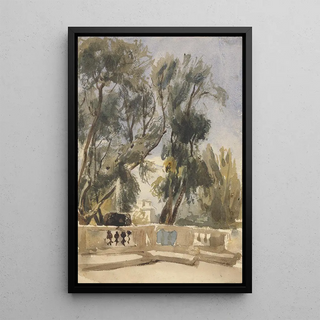 La terrasse - Alfred Elmore — framed artwork on a wall