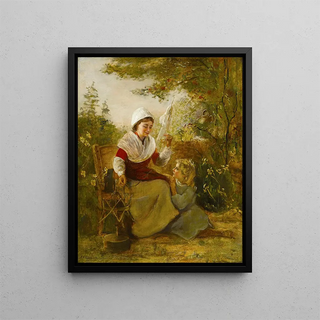 Portrait of a mother and her child - Alfred Fowler Patten — framed artwork on a wall