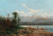 Mountain lake landscape with fisherman - Alfred Godchaux — artwork view