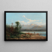 Mountain lake landscape with fisherman - Alfred Godchaux — framed artwork on a wall