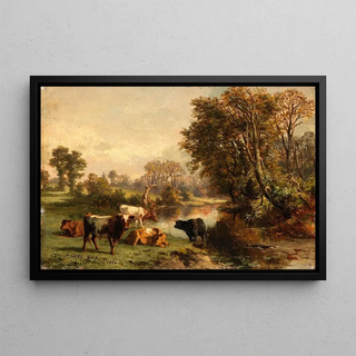 The riverbank - Alfred Grey — framed artwork on a wall