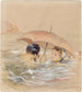Bathers men and women with umbrella - Alfred Grévin — artwork view