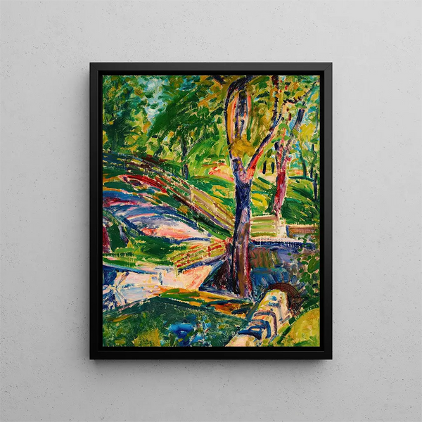 Landscape with Fence - Alfred Henry Maurer — framed artwork on a wall