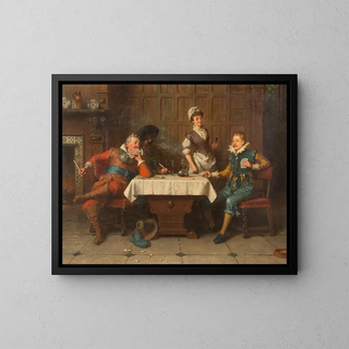 Les joueurs de cartes - Alfred Holst Tourrier — framed artwork on a wall