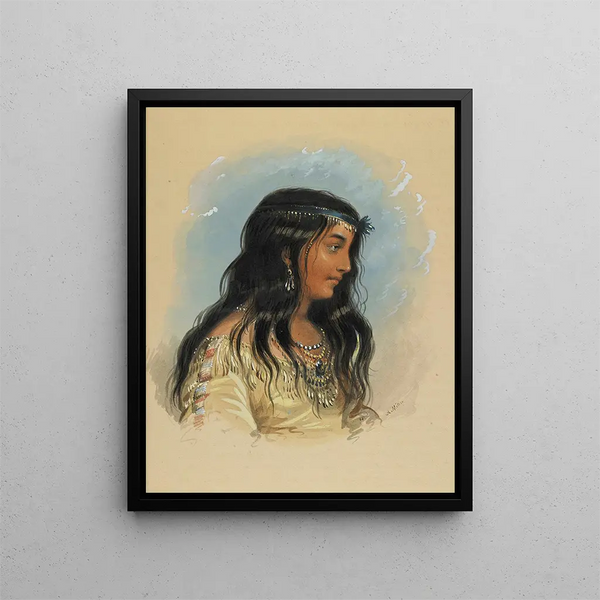 A Young Woman of the Têtes Plates Tribe - Alfred Jacob Miller — framed artwork on a wall