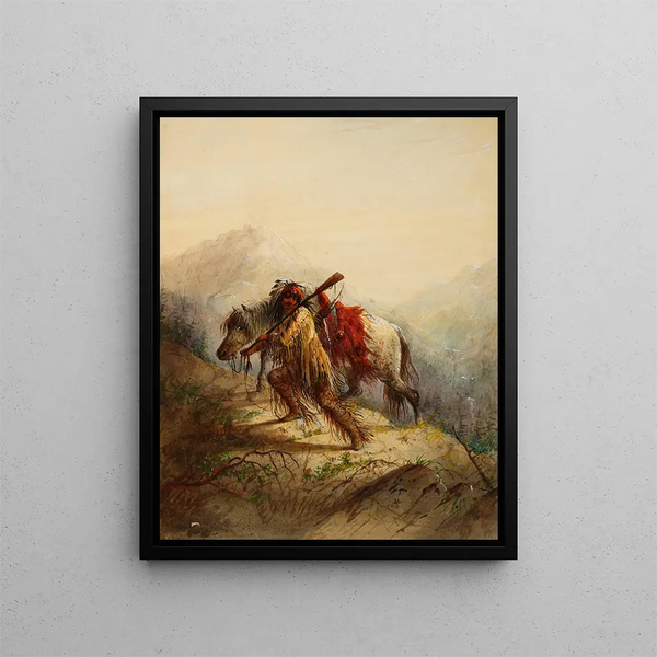 The Scalp-Lock - Alfred Jacob Miller — framed artwork on a wall