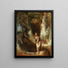 a girl sitting in front of a wooded pool - Alfred Joseph Woolmer — framed artwork on a wall