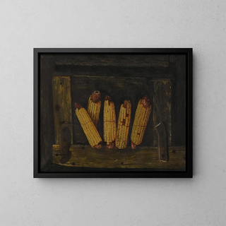 Corn Cobs Hanging - Alfred Montgomery — framed artwork on a wall