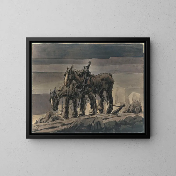Slaves of Construction - Alfred Ost — framed artwork on a wall