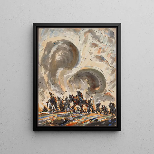 Figures in a Landscape - Alfred Ost — framed artwork on a wall
