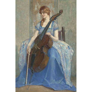 Francesca, the artist's daughter, and her viola da gamba - Alfred Palmer — artwork view