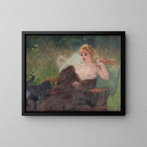 Portrait painting of Mlle Amélie Diterle in 1913 - Alfred Philippe Roll — framed artwork on a wall