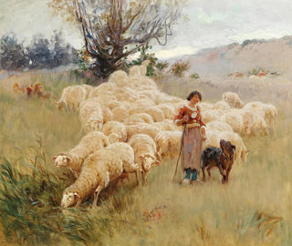 a flock of sheep - Alfred Plauzeau — artwork view