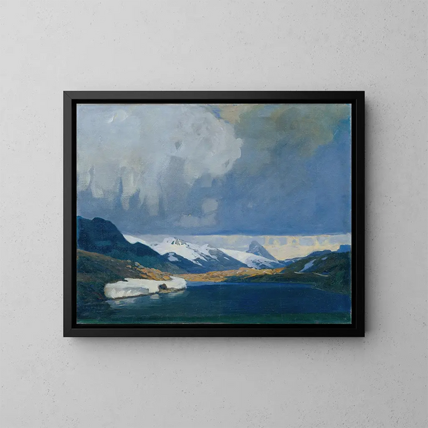 Storm on the Bernina - Alfred Poell — framed artwork on a wall
