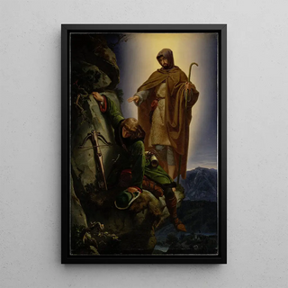 Reproduction of the painting of a Guardian Angel Saving Emperor Maximilian from the Martinswand - Alfred Rethel