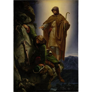 Reproduction of the painting of a Guardian Angel Saving Emperor Maximilian from the Martinswand - Alfred Rethel