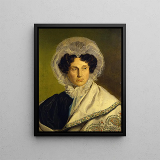 Portrait of the artist's mother - Alfred Rethel — framed artwork on a wall