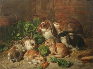 A family of rabbits - Alfred Richardson Barber — artwork view