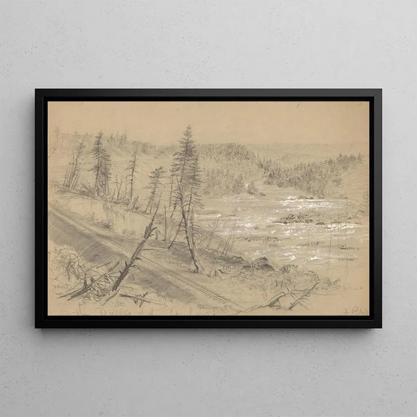 Chemin de fer sur les rapides de Saint-Louis - Alfred Rudolph Waud — framed artwork on a wall