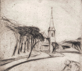 Route with church - Alfred Simonsen — artwork view