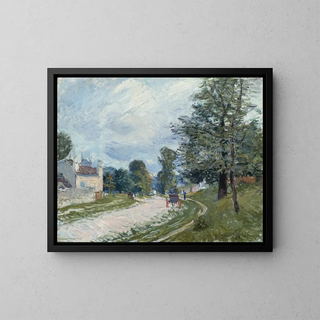 A bend in the road - Alfred Sisley — framed artwork on a wall