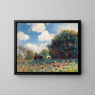 Pathway through a Wood - Alfred Sisley — framed artwork on a wall