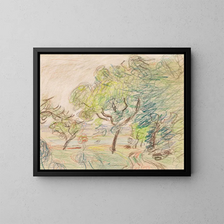 Path at the Edge of a Wood - Alfred Sisley — framed artwork on a wall