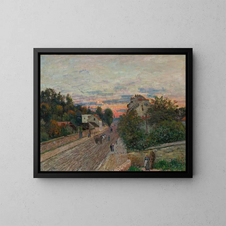Sunset on the Versailles Road to Chaville - Alfred Sisley — framed artwork on a wall