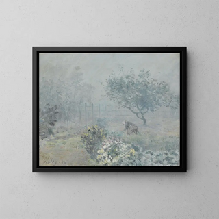 Brouillard Voisins - Alfred Sisley — framed artwork on a wall