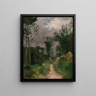 Garde-champêtre dans la forêt de Fontainebleau - Alfred Sisley — framed artwork on a wall