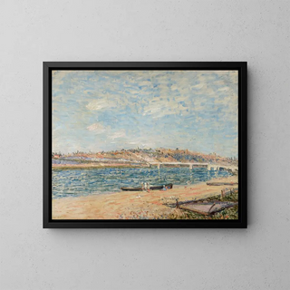 La Berge de Saint-Mammes - Alfred Sisley — framed artwork on a wall