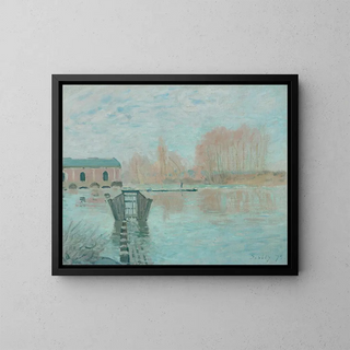 La machine de Marly et le barrage de Bougival - Alfred Sisley — framed artwork on a wall