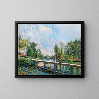 La passerelle du chemin de halage du canal du Loing - Alfred Sisley — framed artwork on a wall